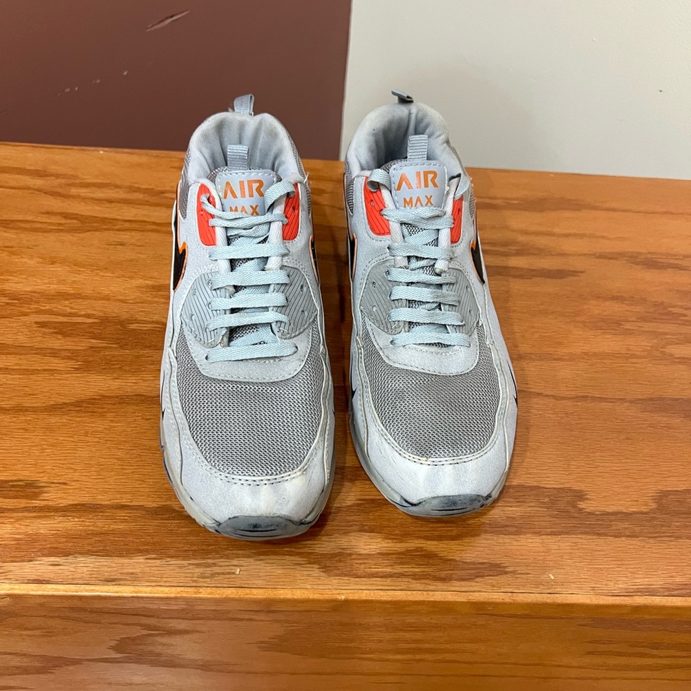 Nike Light Gray and Orange Air Max Sneakers